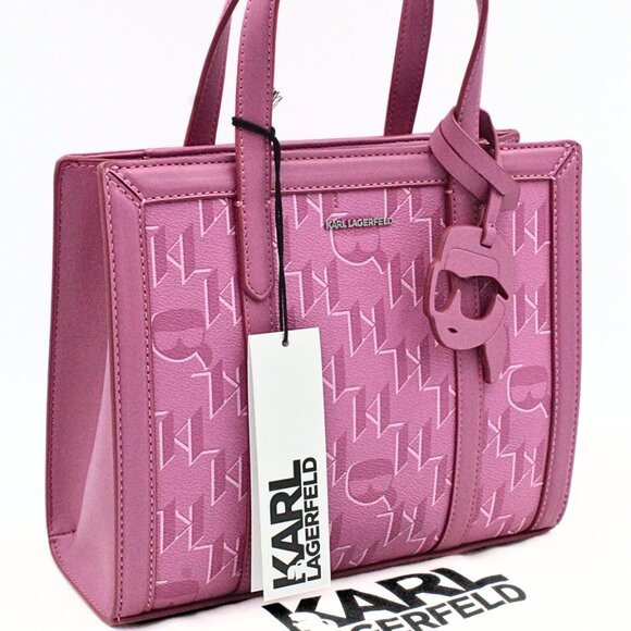 Karl Lagerfeld Interstellar K/Ikonik Pink Leather Tote Handbag - Picture 2 of 16